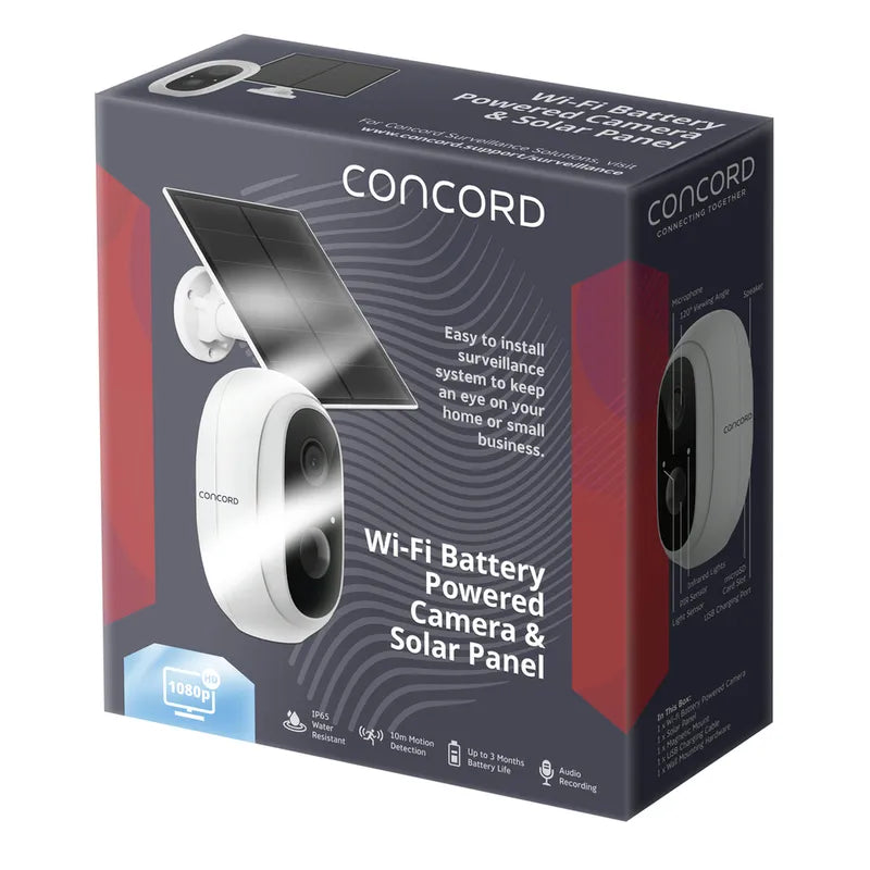Concord Wi-Fi Battery Powered Camera and Solar Panel