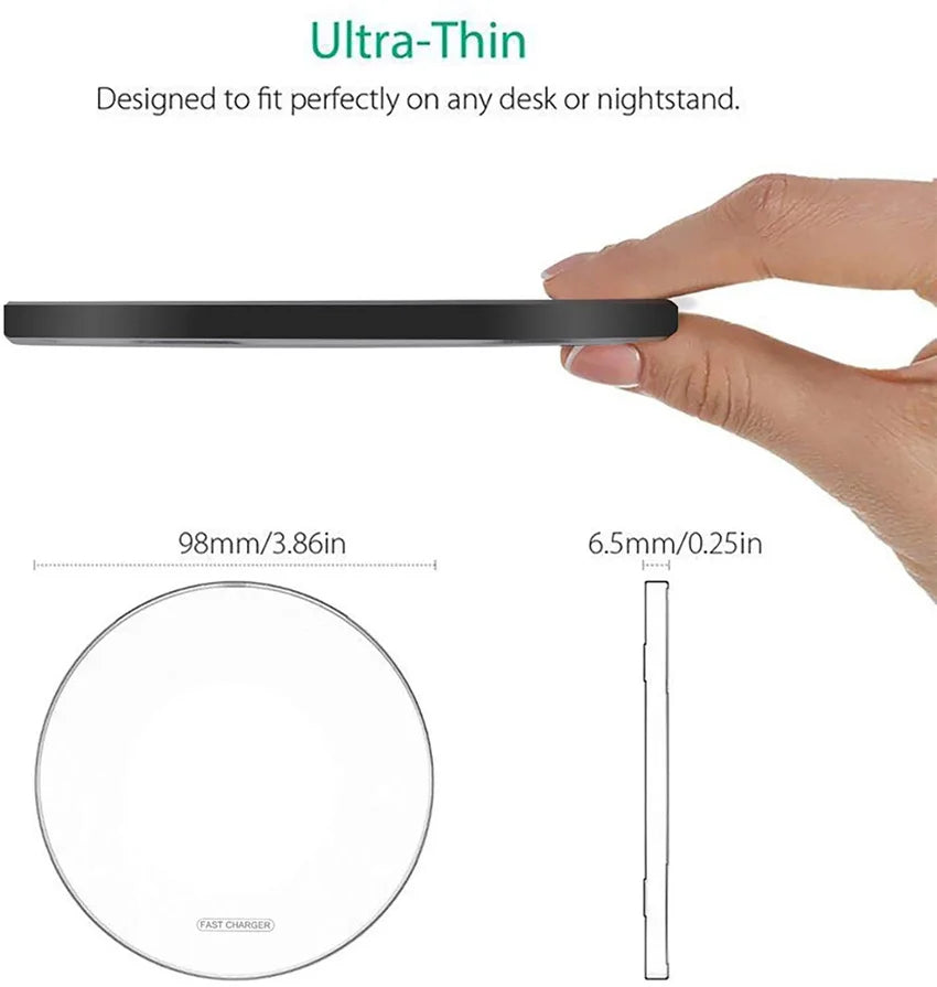 Fast Wireless Charger Pad for iPhone 14 13 16 15 Pro Max Samsung Galaxy S22 S21 S23 S10 S9 Xiaomi Wireless Charging Station