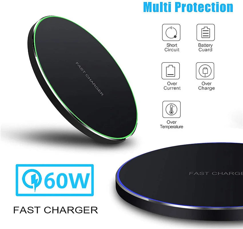 Fast Wireless Charger Pad for iPhone 14 13 16 15 Pro Max Samsung Galaxy S22 S21 S23 S10 S9 Xiaomi Wireless Charging Station