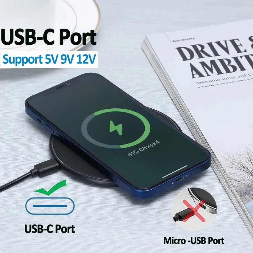Fast Wireless Charger Pad for iPhone 14 13 16 15 Pro Max Samsung Galaxy S22 S21 S23 S10 S9 Xiaomi Wireless Charging Station