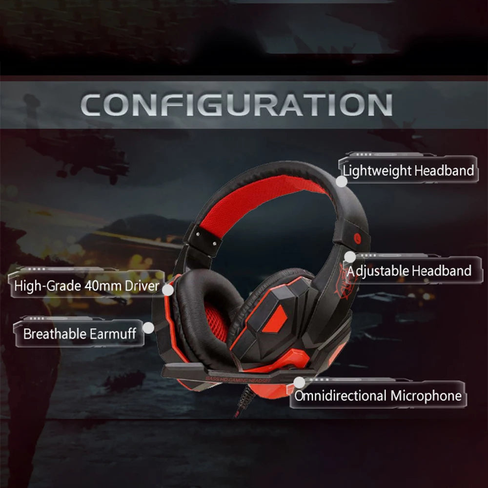 Gaming Headphones Wired PC Bass