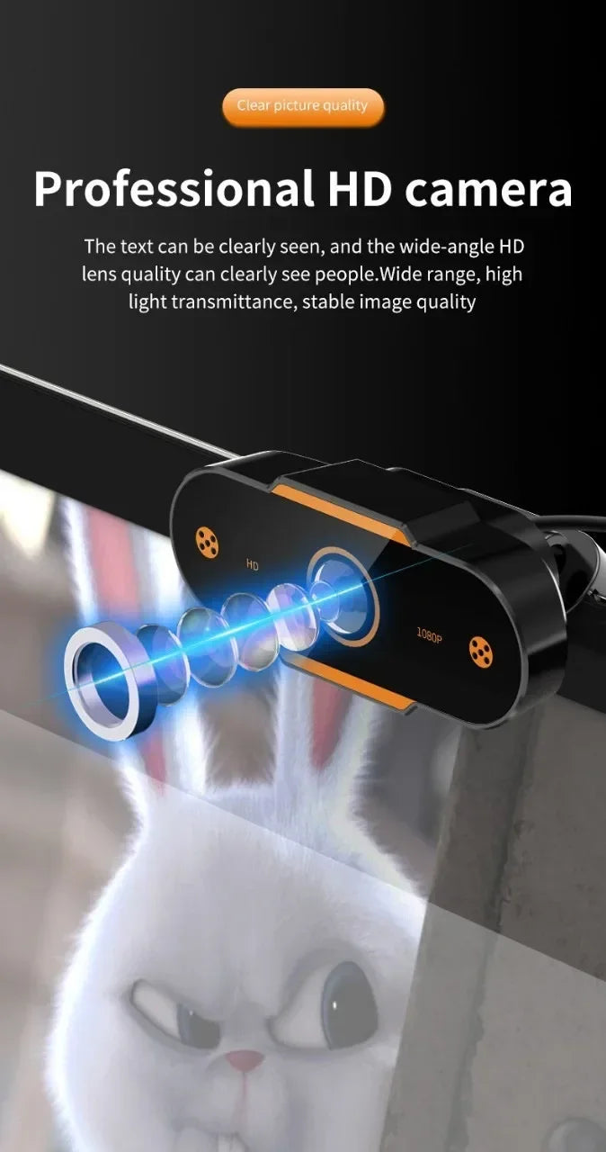 1080P HD Webcam Camera Auto Focus Webcam CMOS USB Computer PC Camera with Mic for Video Calling Network Teaching Office Meeting