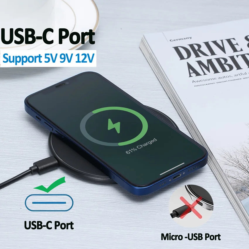 Fast Wireless Charger Pad for iPhone 14 13 16 15 Pro Max Samsung Galaxy S22 S21 S23 S10 S9 Xiaomi Wireless Charging Station