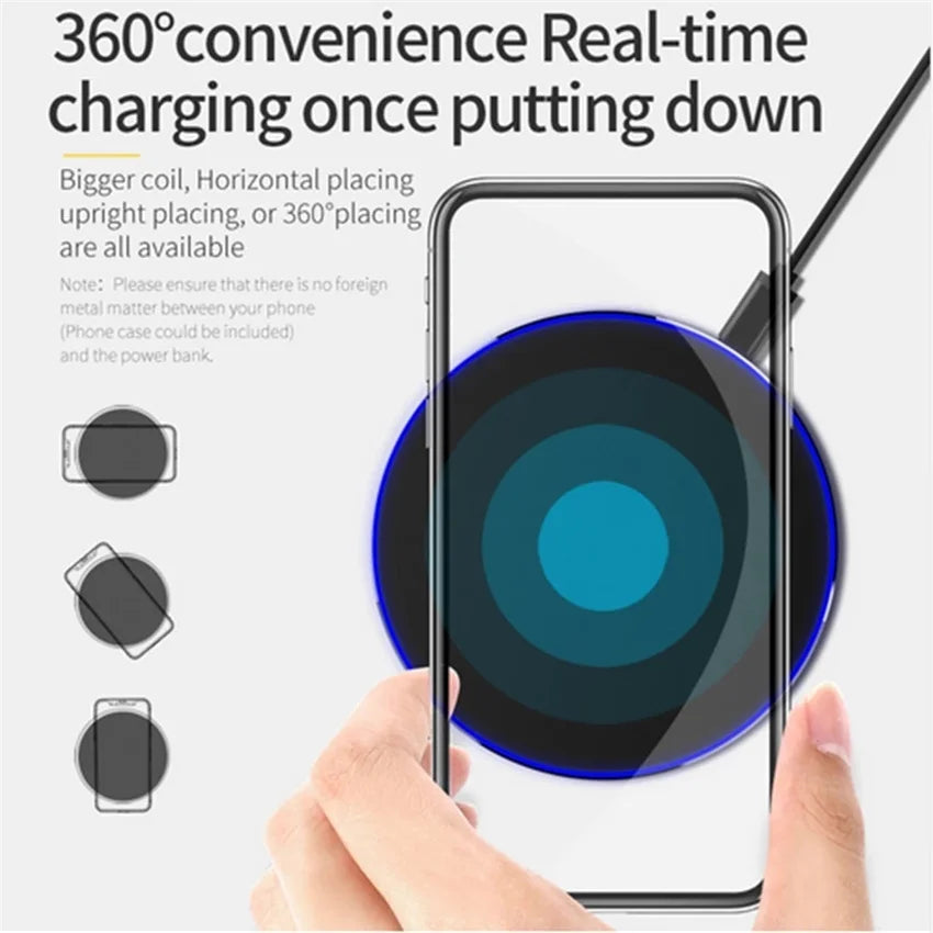 Fast Wireless Charger Pad for iPhone 14 13 16 15 Pro Max Samsung Galaxy S22 S21 S23 S10 S9 Xiaomi Wireless Charging Station