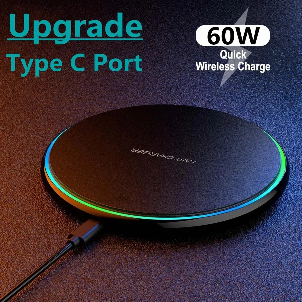 Fast Wireless Charger Pad for iPhone 14 13 16 15 Pro Max Samsung Galaxy S22 S21 S23 S10 S9 Xiaomi Wireless Charging Station