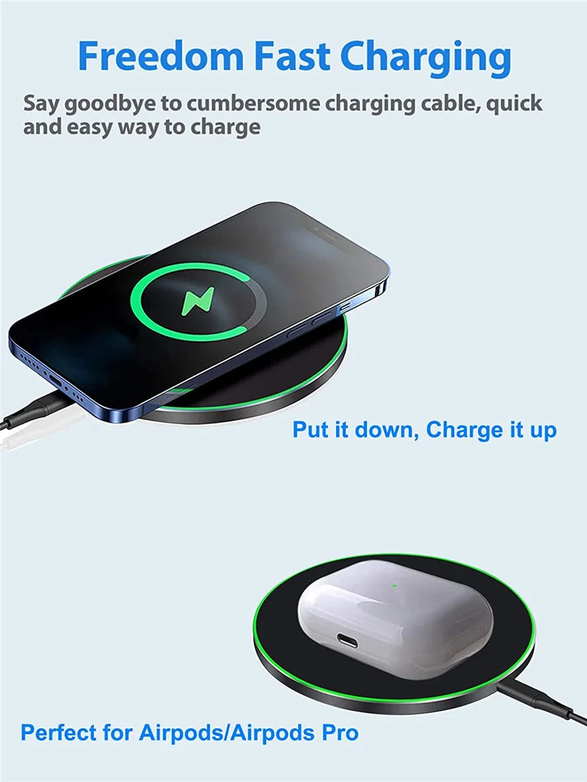 Fast Wireless Charger Pad for iPhone 14 13 16 15 Pro Max Samsung Galaxy S22 S21 S23 S10 S9 Xiaomi Wireless Charging Station
