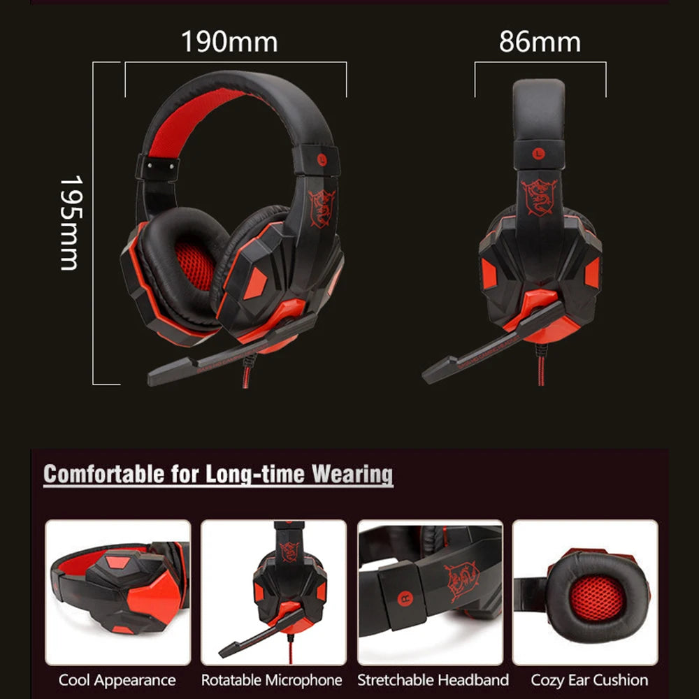 Gaming Headphones Wired PC Bass