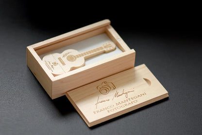 JASTER Wood Guitar USB Flash Drives 128GB Free Custom Logo Pen Drive 64GB Wooden Box Memory Stick Music Creative Wedding Gift