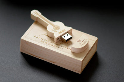 JASTER Wood Guitar USB Flash Drives 128GB Free Custom Logo Pen Drive 64GB Wooden Box Memory Stick Music Creative Wedding Gift