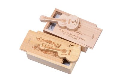 JASTER Wood Guitar USB Flash Drives 128GB Free Custom Logo Pen Drive 64GB Wooden Box Memory Stick Music Creative Wedding Gift