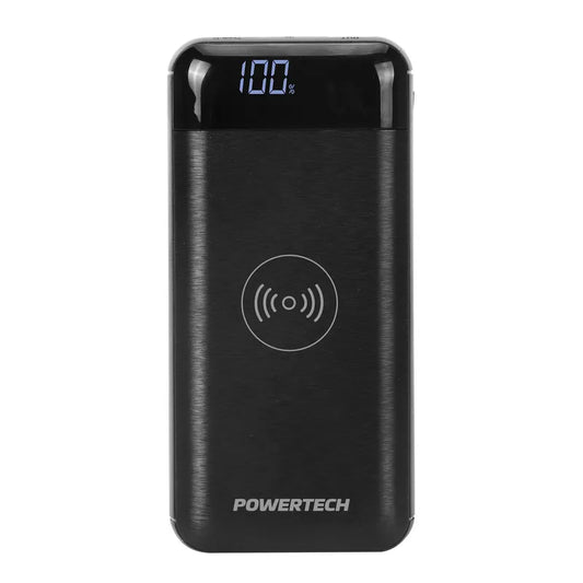 Powertech 20,000mAh Power Bank with 2 x USB and Wireless Charger in Black