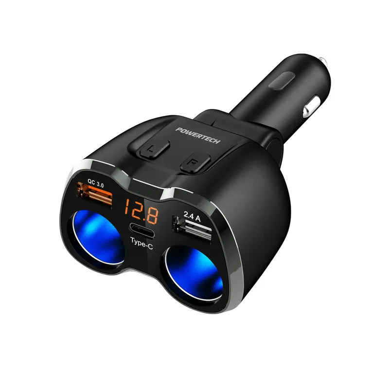 Dual Car Cigarette Lighter Adaptor with 3 x USB Charging Ports