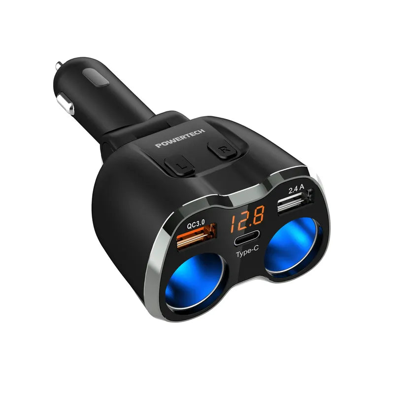 Dual Car Cigarette Lighter Adaptor with 3 x USB Charging Ports