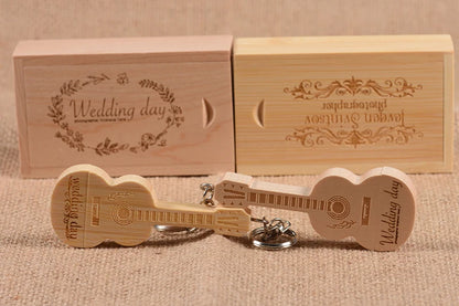 JASTER Wood Guitar USB Flash Drives 128GB Free Custom Logo Pen Drive 64GB Wooden Box Memory Stick Music Creative Wedding Gift
