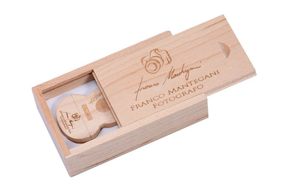 JASTER Wood Guitar USB Flash Drives 128GB Free Custom Logo Pen Drive 64GB Wooden Box Memory Stick Music Creative Wedding Gift