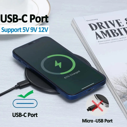 Fast Wireless Charger Pad for iPhone 14 13 16 15 Pro Max Samsung Galaxy S22 S21 S23 S10 S9 Xiaomi Wireless Charging Station