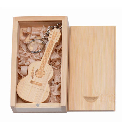 JASTER Wood Guitar USB Flash Drives 128GB Free Custom Logo Pen Drive 64GB Wooden Box Memory Stick Music Creative Wedding Gift