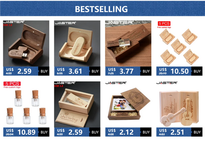 JASTER Wood Guitar USB Flash Drives 128GB Free Custom Logo Pen Drive 64GB Wooden Box Memory Stick Music Creative Wedding Gift