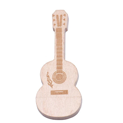 JASTER Wood Guitar USB Flash Drives 128GB Free Custom Logo Pen Drive 64GB Wooden Box Memory Stick Music Creative Wedding Gift