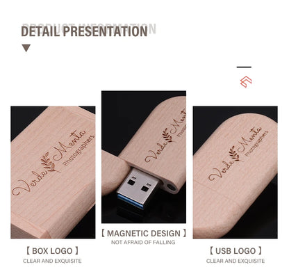 JASTER USB 3.0 High Speed LOGO Wooden Box Personal Logo Customer Pendrive 8GB 16GB 32GB 64GB USB Flash Drive Pen Drive U Disk
