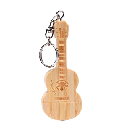 JASTER Wood Guitar USB Flash Drives 128GB Free Custom Logo Pen Drive 64GB Wooden Box Memory Stick Music Creative Wedding Gift