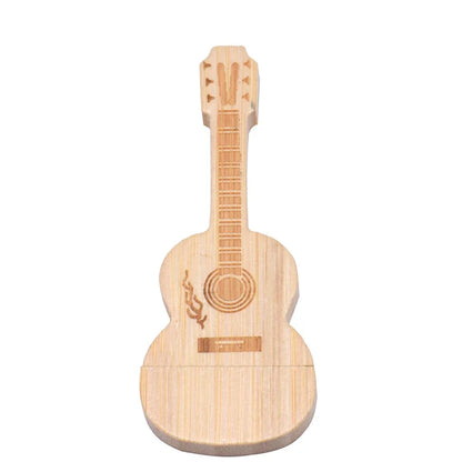 JASTER Wood Guitar USB Flash Drives 128GB Free Custom Logo Pen Drive 64GB Wooden Box Memory Stick Music Creative Wedding Gift
