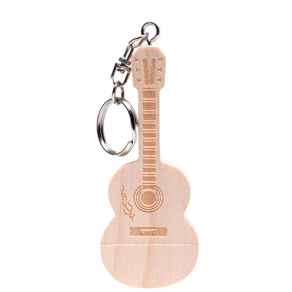 JASTER Wood Guitar USB Flash Drives 128GB Free Custom Logo Pen Drive 64GB Wooden Box Memory Stick Music Creative Wedding Gift