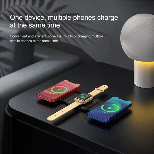 3 in 1 foldable Wireless Charger Pad Stand for iPhone 15 14 13 16Pro Max Airpods iWatch Fast Wireless Charging Dock Station